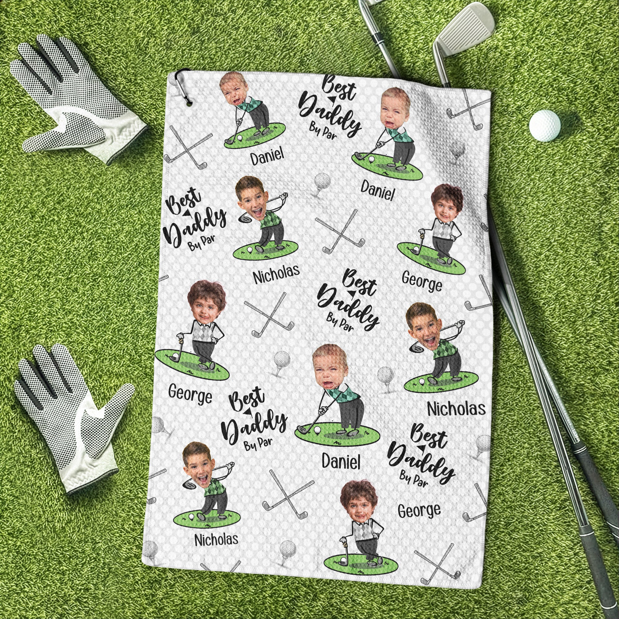 Best Dad By Par Best Papa By Par Personalized Photo Golf Towel