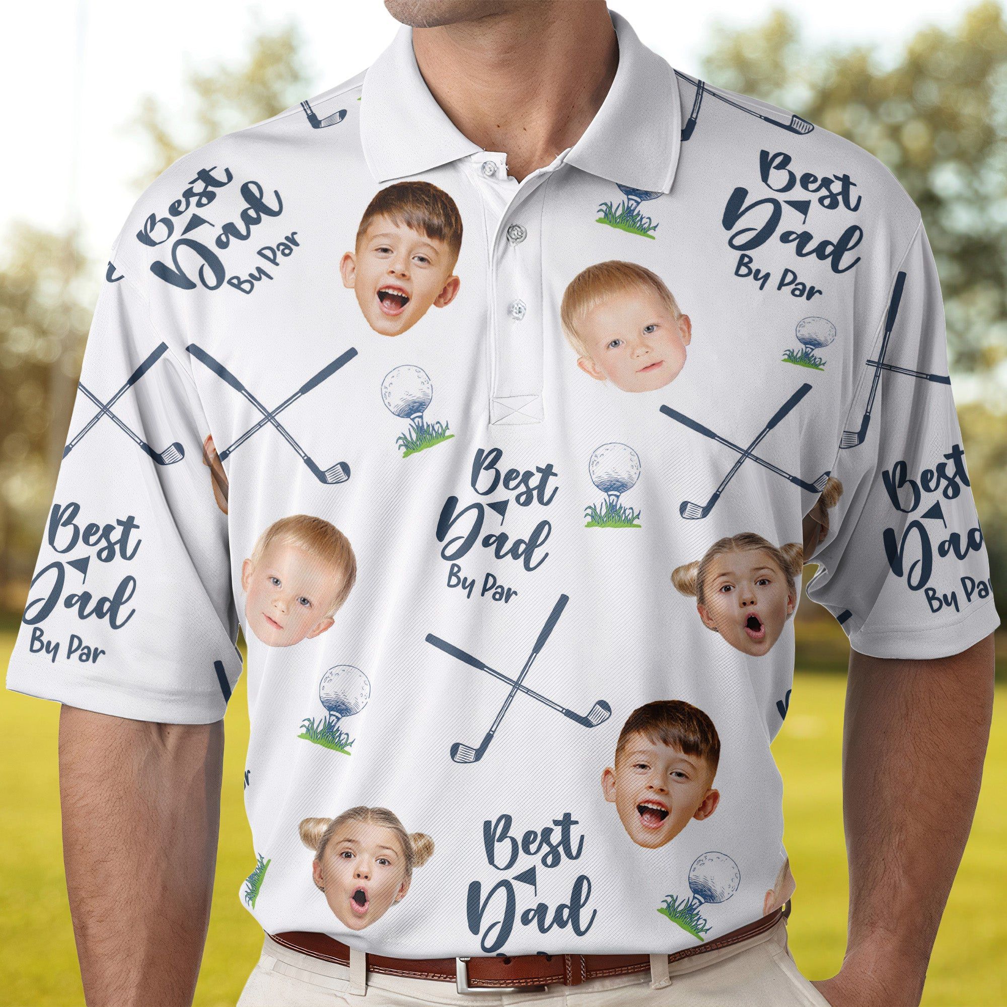 Best Dad By Par Personalized Photo Polo Shirt