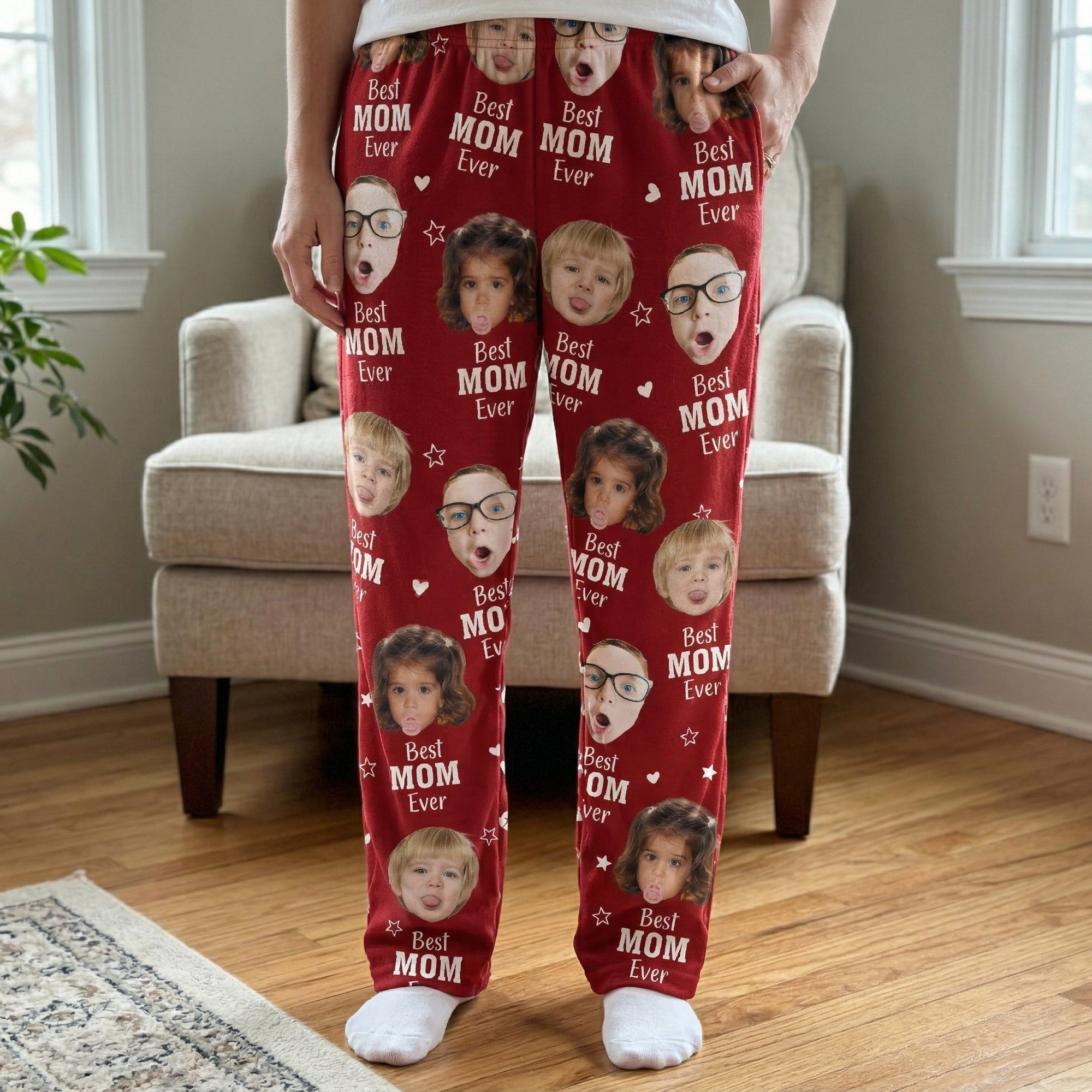 Best Mom Ever Custom Kids Faces - Lounge Pants