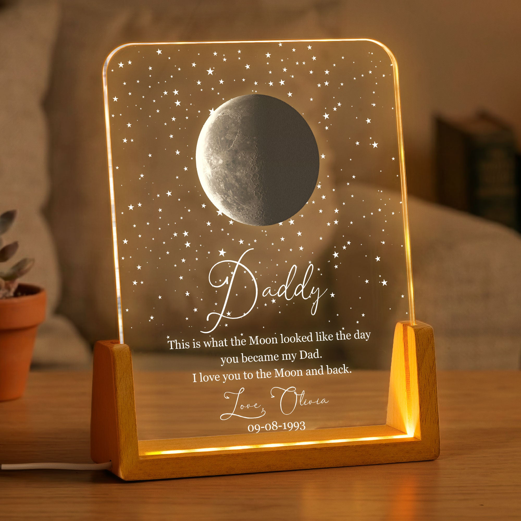 Custom Moon Phase By Date Personalized Night Light