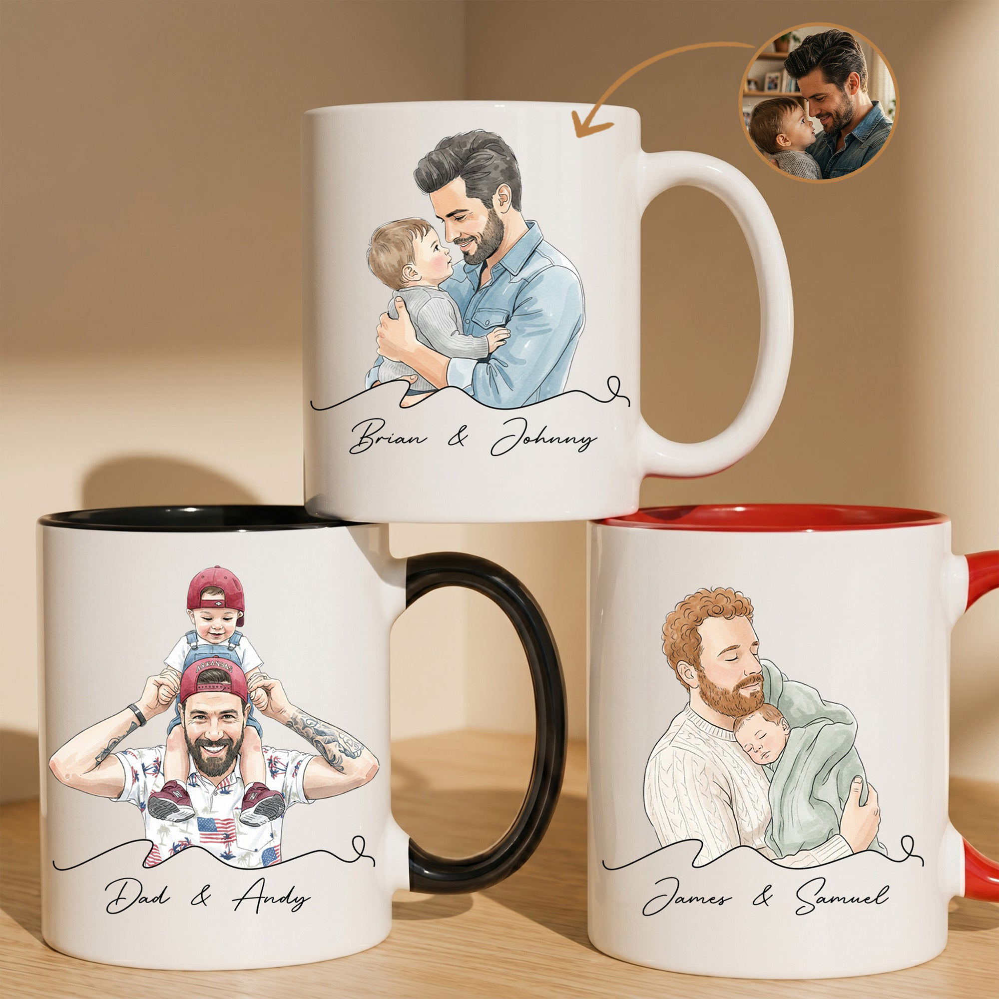 Custom Portrait Watercolor Personalized Mug
