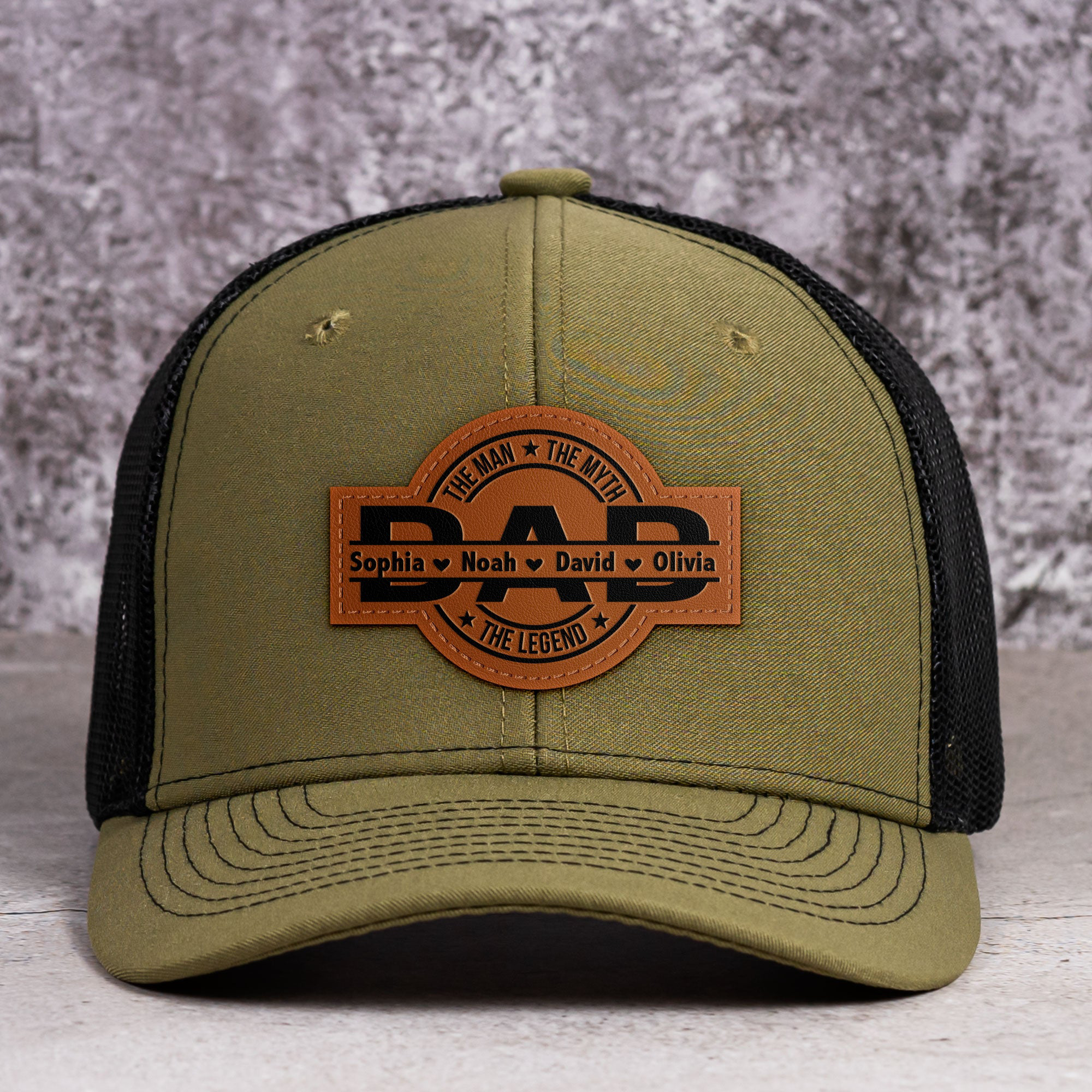 Dad The Man The Myth The Legend Personalized Leather Patch Hat