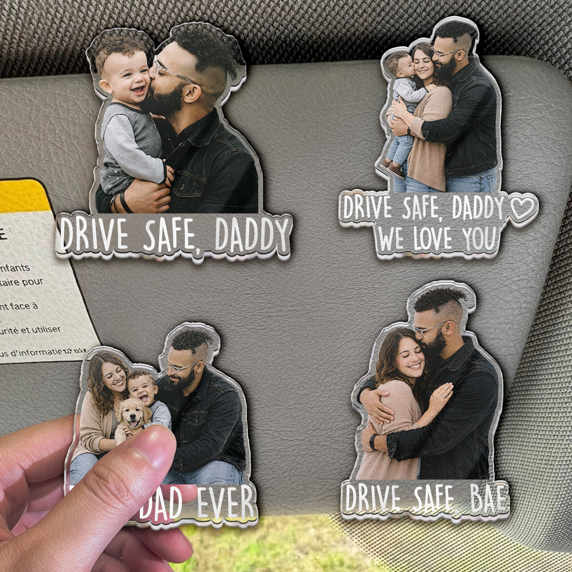 Drive Safe For Daddy Husband Him Papa Upload Photo Personalized Acrylic Photo Visor Clip