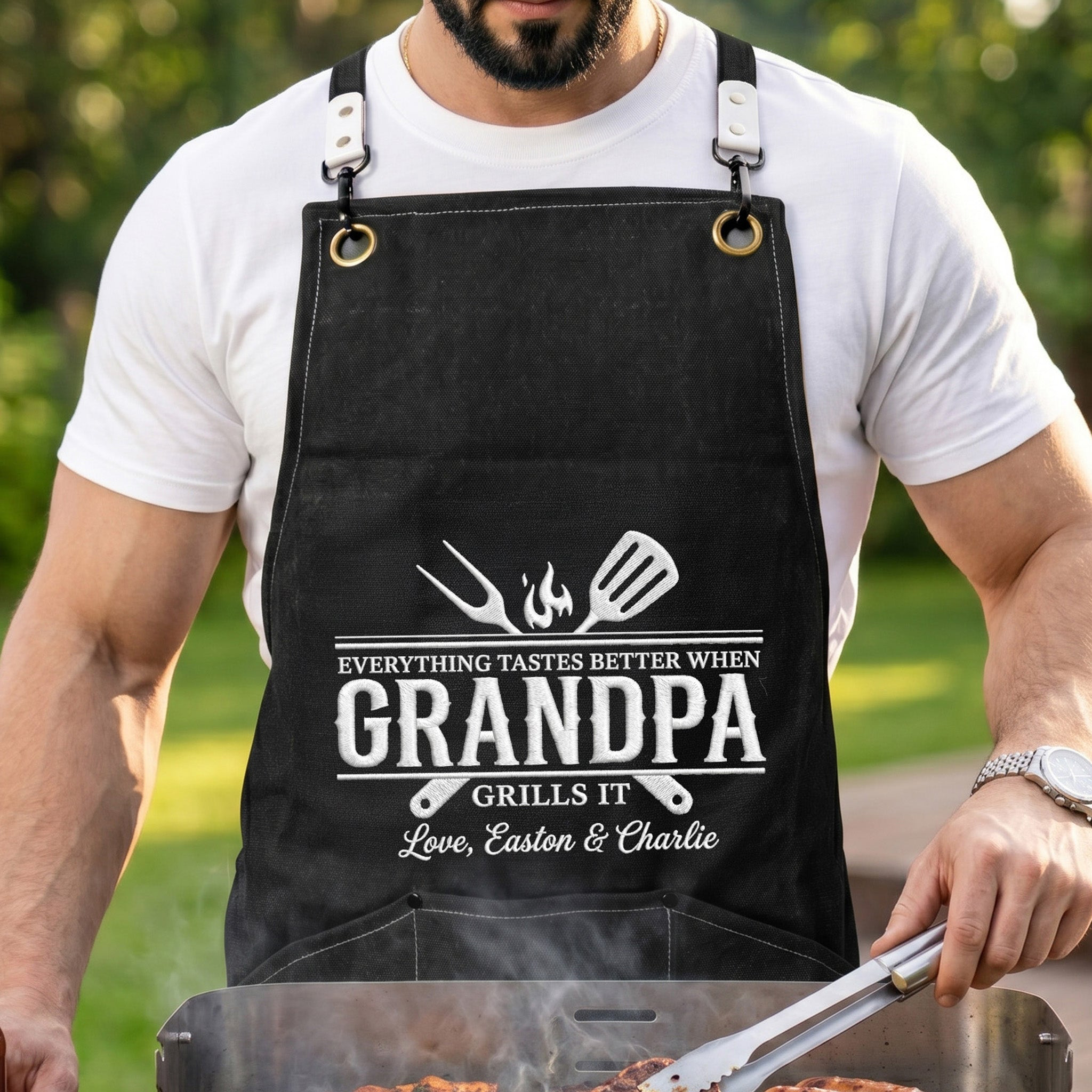 Everything Tastes Better When Grandpa Dad Grills It Personalized Apron