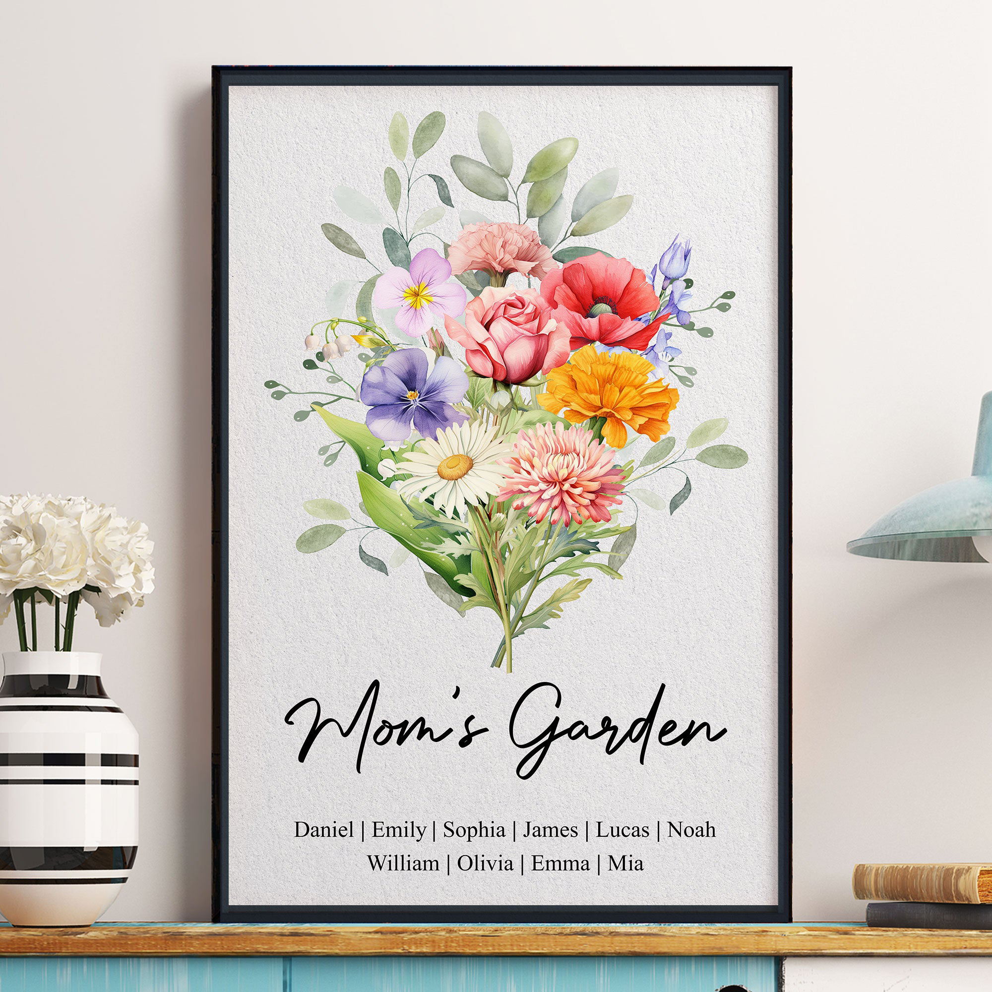 Family Birth Flower Bouquet - Personalized Poster
