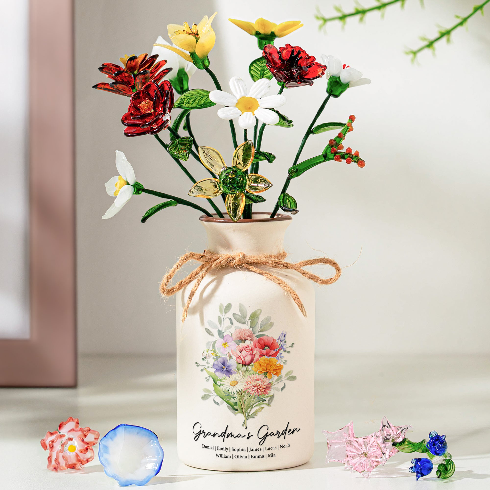 Family Birth Flower Bouquet - Personalized Vase