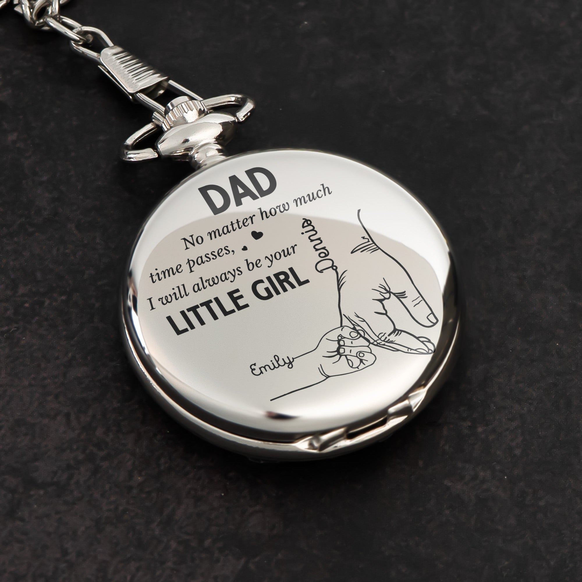 How Much Time Passes I Will Always Be Your Little Girl Personalized Pocket Watch