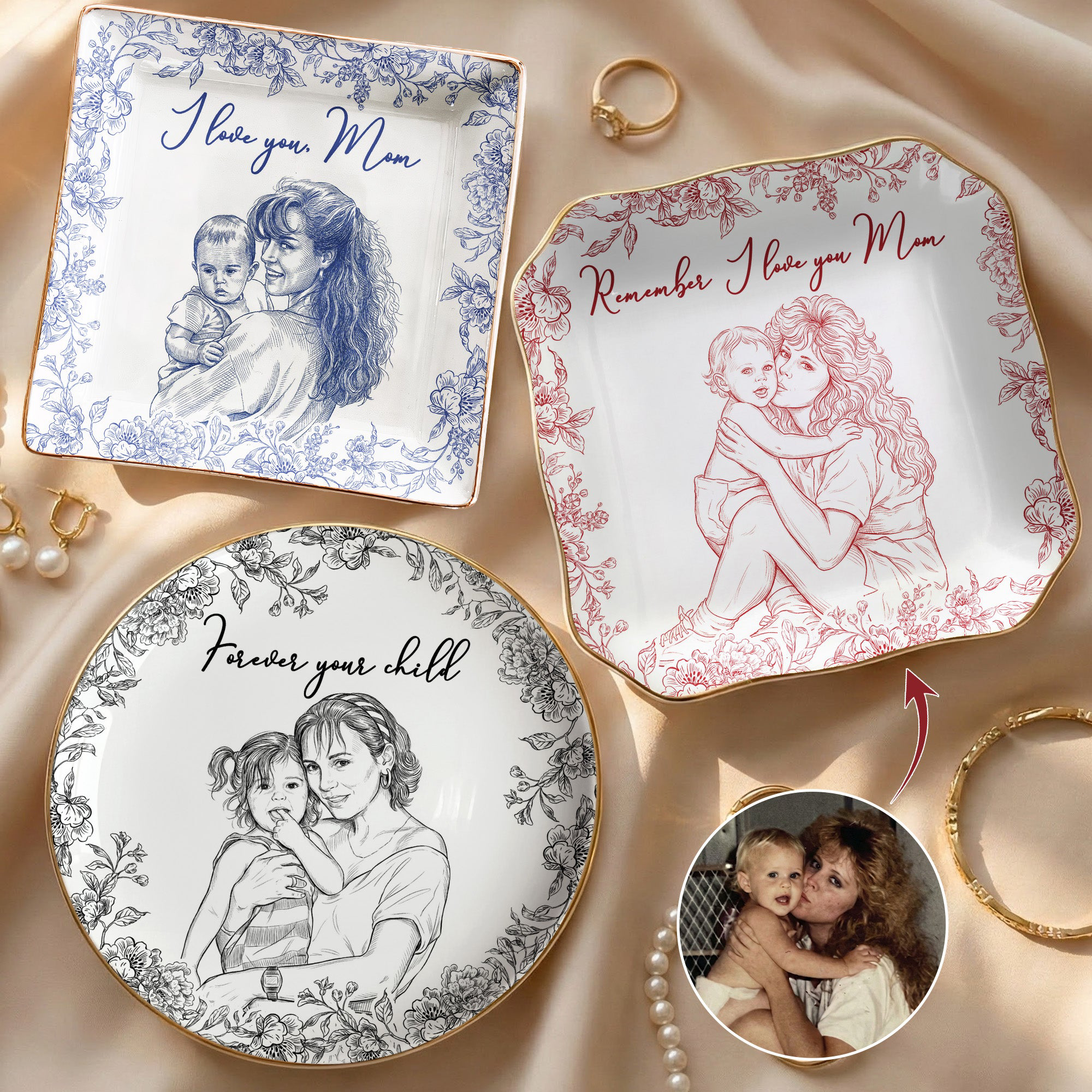 I Love You Mom Custom Photo Ring Dish