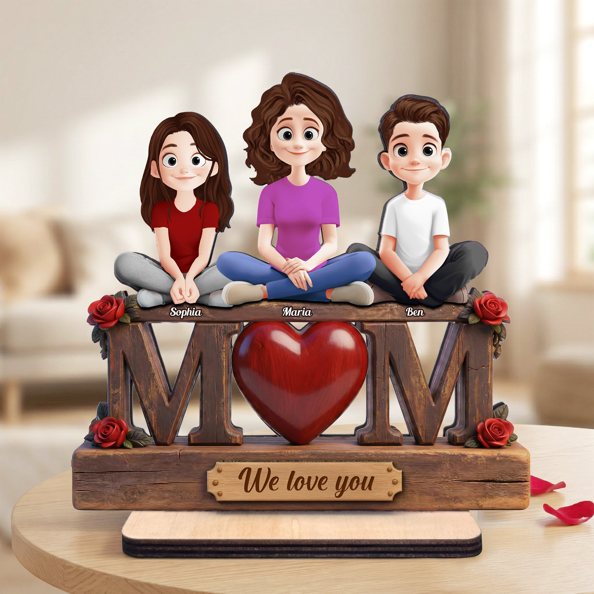 Mom We Love You - 2-Layered Wooden Plaque