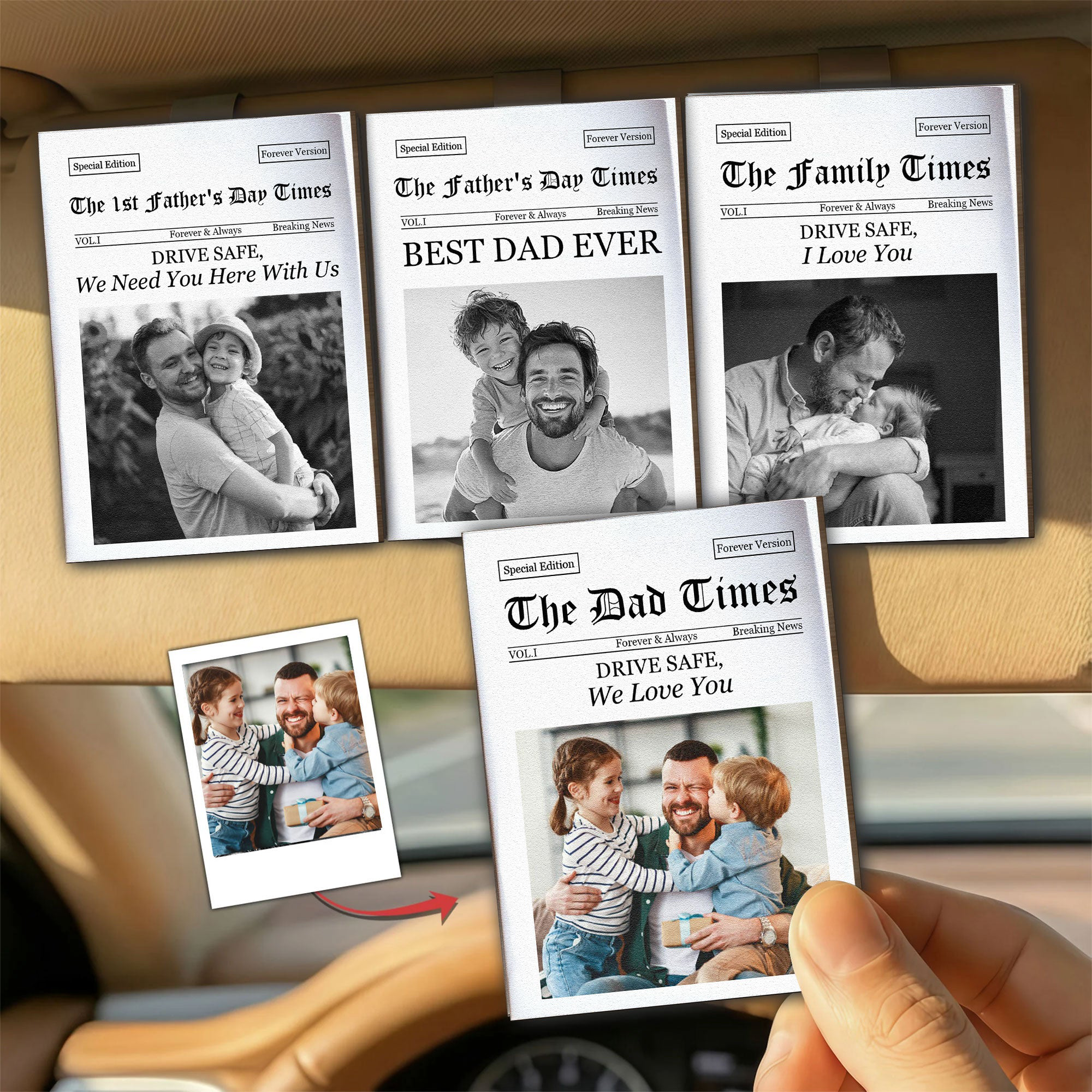 The Dad Times Drive Safe Daddy We Love You Personalized Car Visor Clip