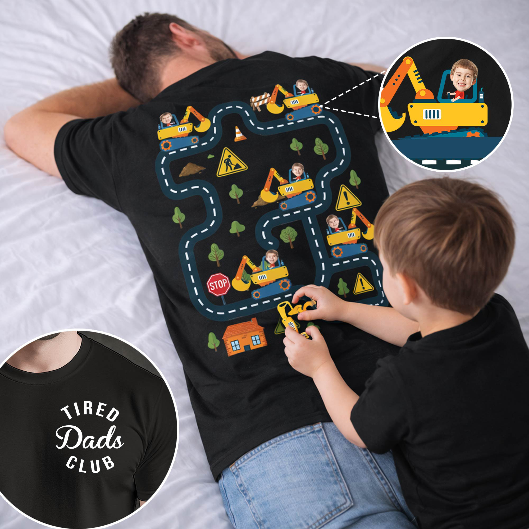 Tired Dads Club Construction Car Track Massage Funny Father Day Personalized Shirt